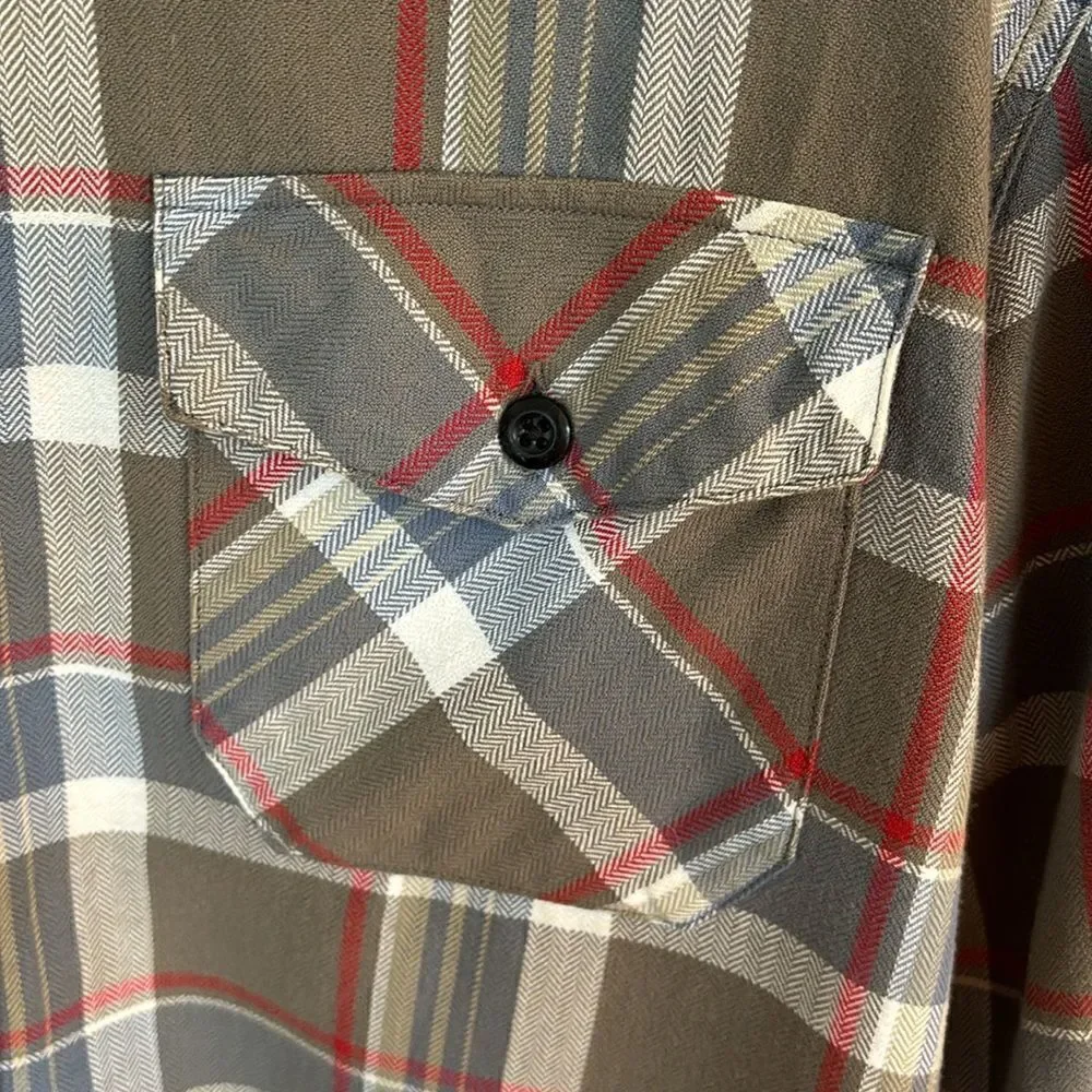 J. Crew Trade & Co Sporting Goods Gray Plaid Button Up Shirt Size XL